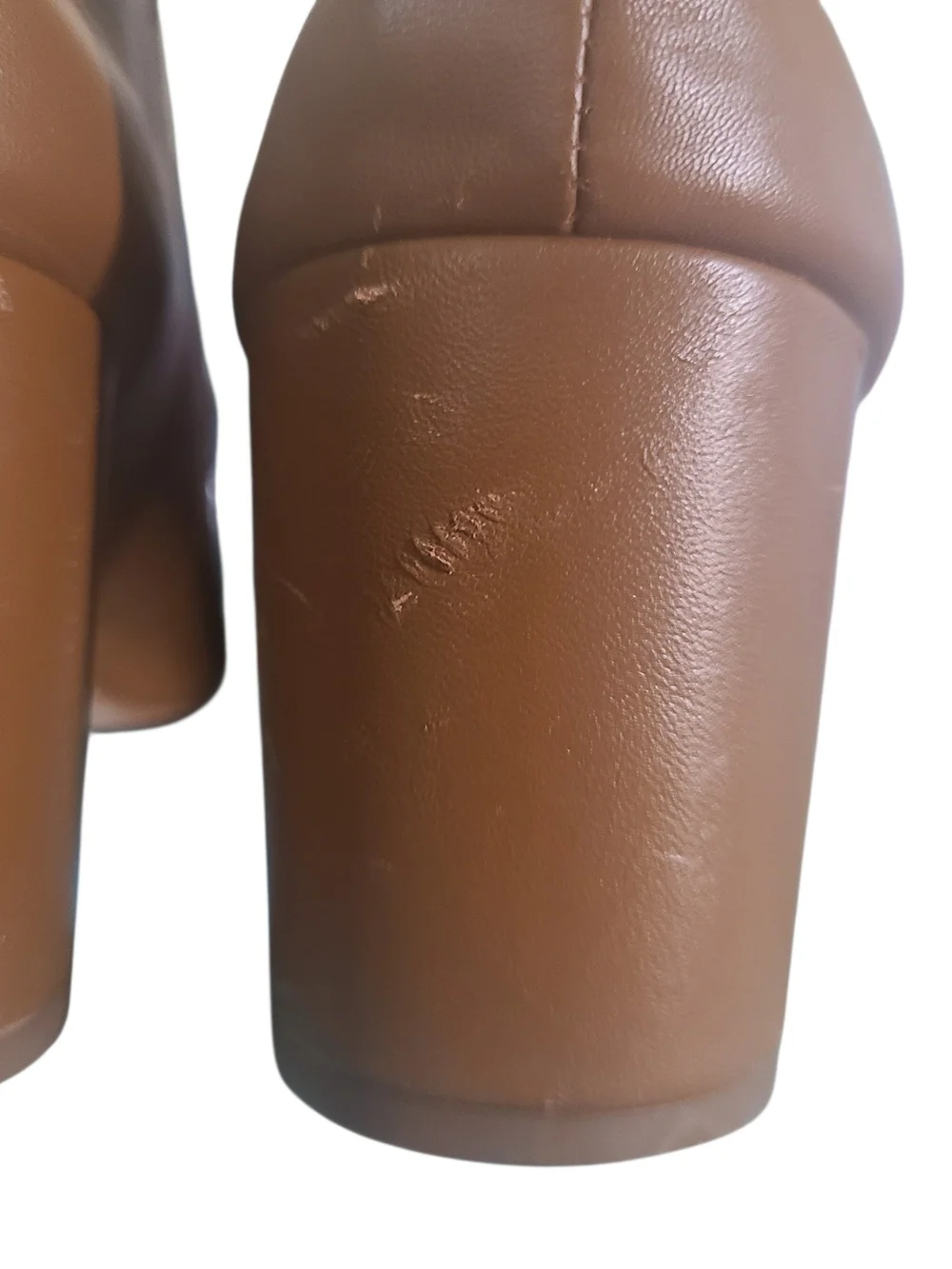 Madewell Reid Pump Genuine Leather Cognac Round Toe Cylindrical Heel Size 9.5